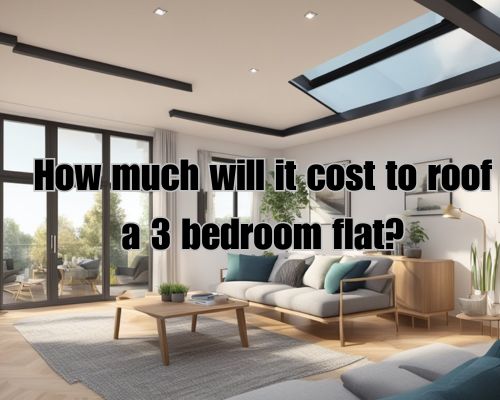A 3-bedroom flat with a sloped roof, measuring approximately 1,500 square feet, with a chimney and a skylight