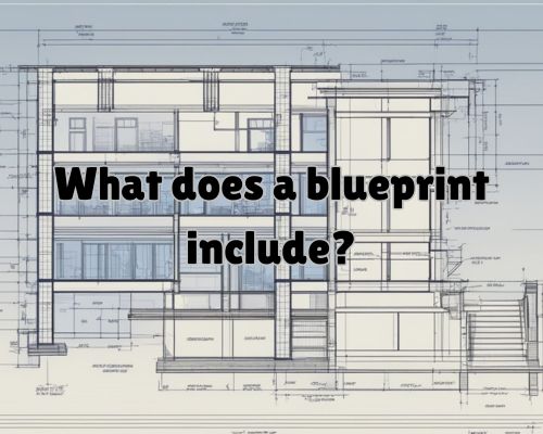 A blueprint includes detailed architectural or engineering drawings, with measurements, labels, and symbols