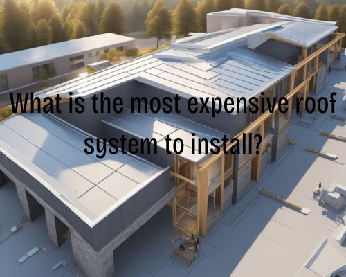 A luxurious, high-end roof system being installed by a team of skilled workers using top-of-the-line materials and equipment