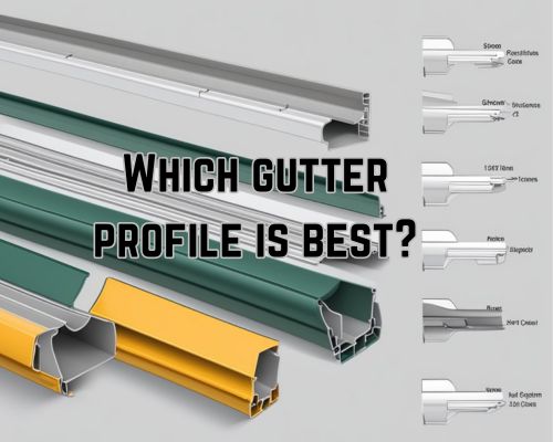 A variety of gutter profiles lined up, with measurements and labels for comparison