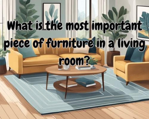 A comfortable, oversized sofa sits at the center of the living room, surrounded by a plush area rug, a coffee table, and a cozy armchair