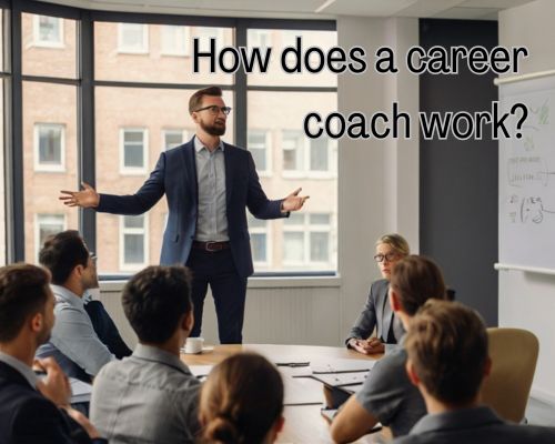 a career coaching working with a group of professionals