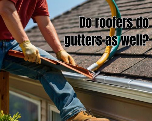 a roofer doing gutter installation